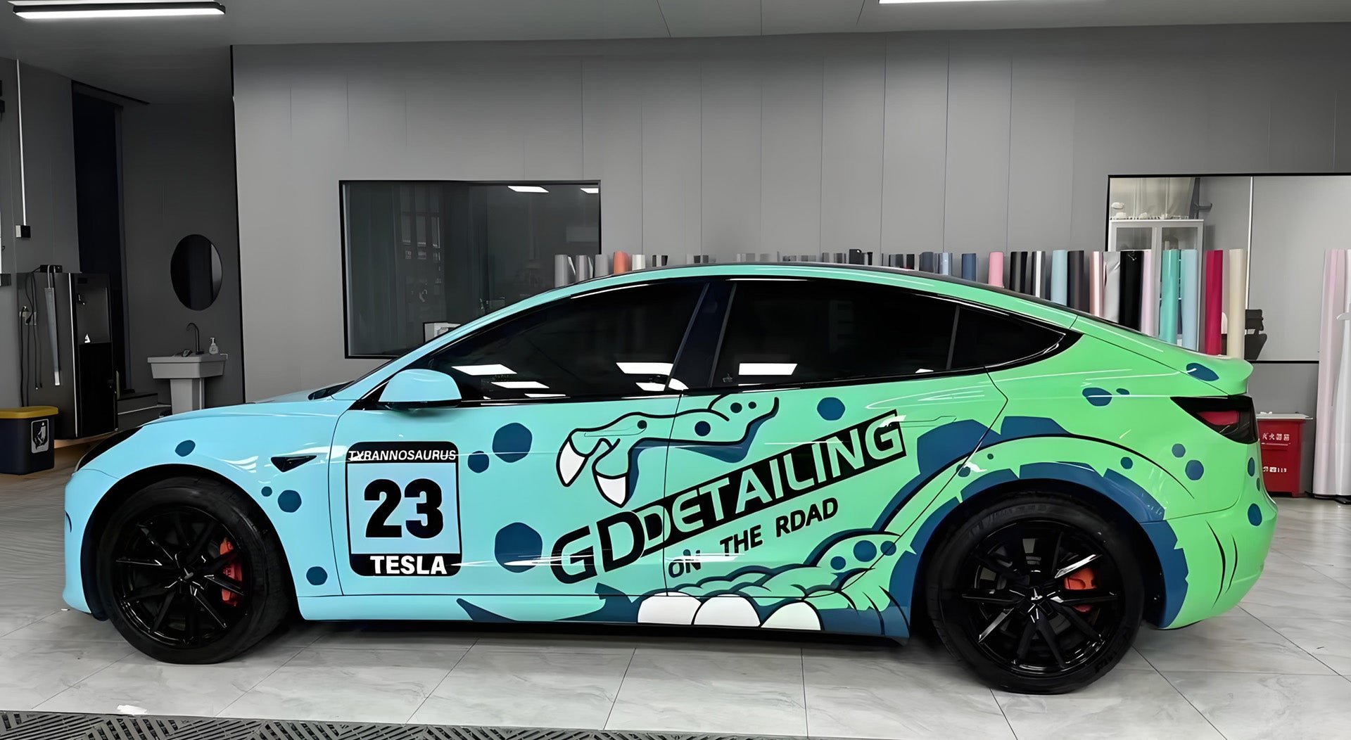 Green Dino Blast Full Size Car Wrap