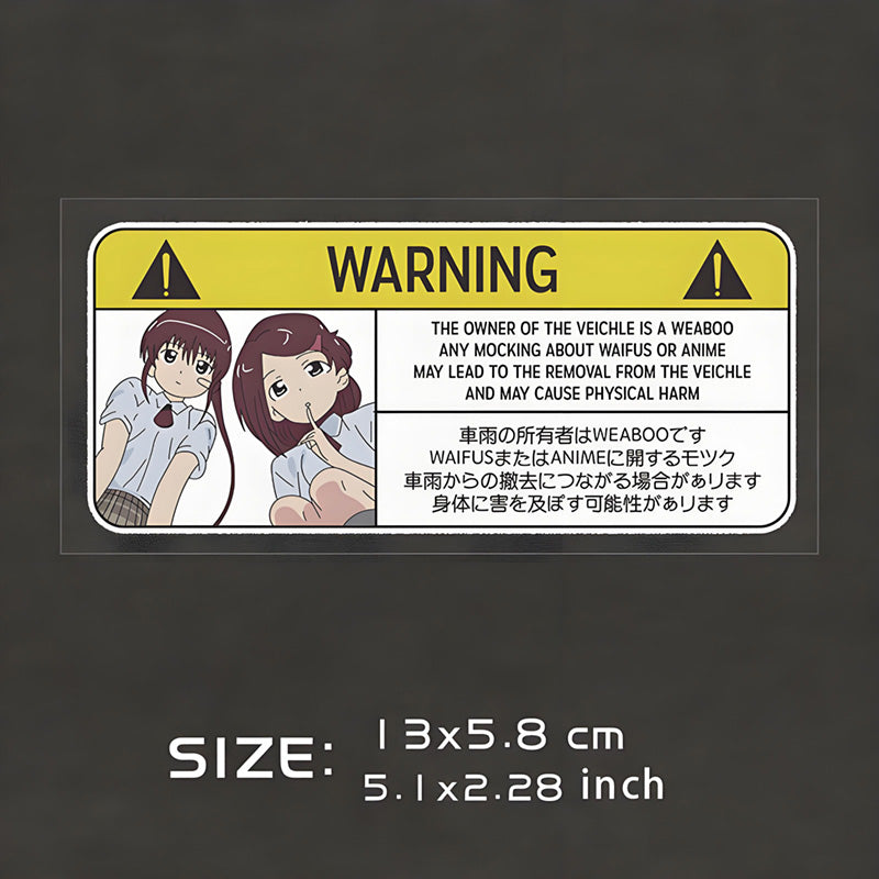 JDM Anime Girl Overspeed Warning Car Sticker