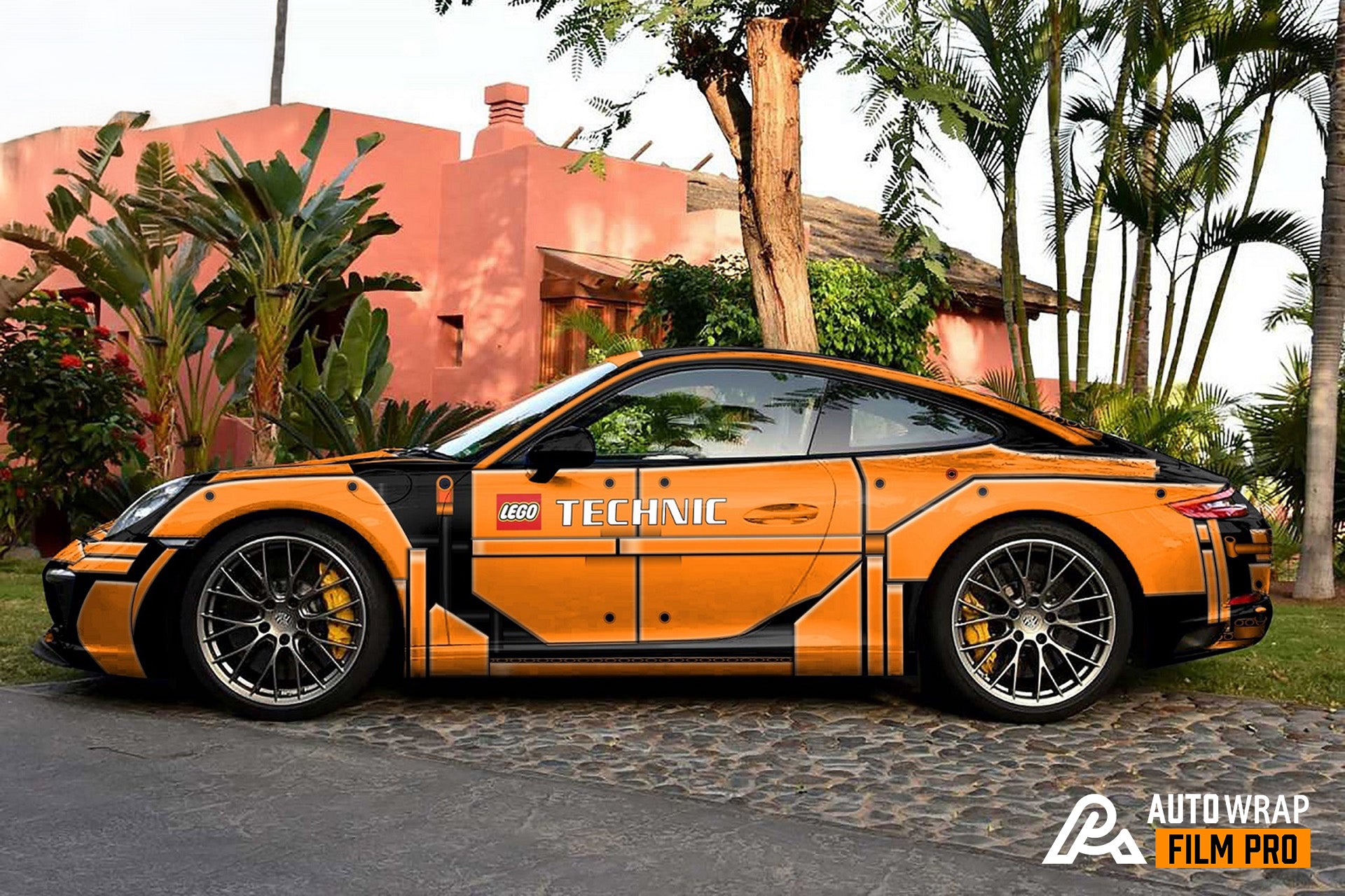 Orange Lego Full Size Car Wrap