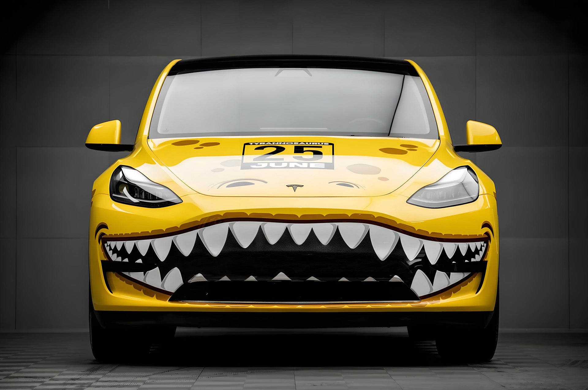 Yellow Dino Blast Full Size Car Wrap