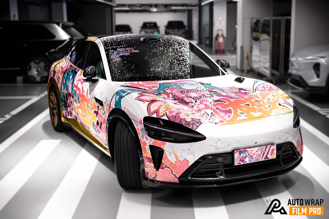 Hatsune Miku Sakura Style Car Wrap – Custom Anime Vinyl Wrap for Full Body Itasha Design