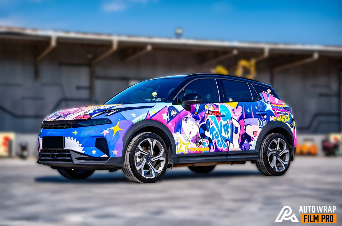 Panty & Stocking with Garterbelt Car Wrap – Bold Pop-Art Anime Style for a Unique Itasha Build