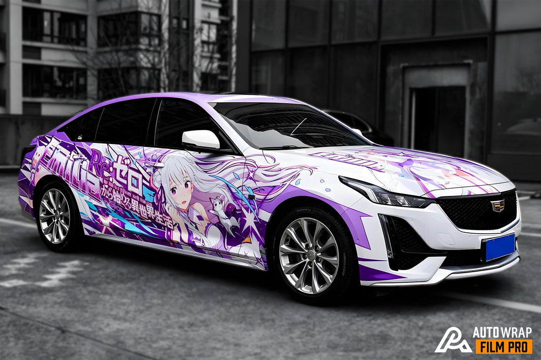 Re:Zero Emilia Car Wrap – Elegant Anime Vinyl Wrap for Full Body Itasha Builds