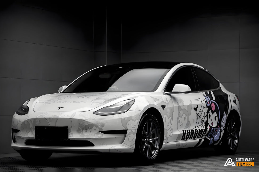 White Kuromi Car Wrap 💀✨