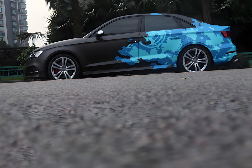 Black Blue Geometric Livery Full Size Car Wrap [UW-14]