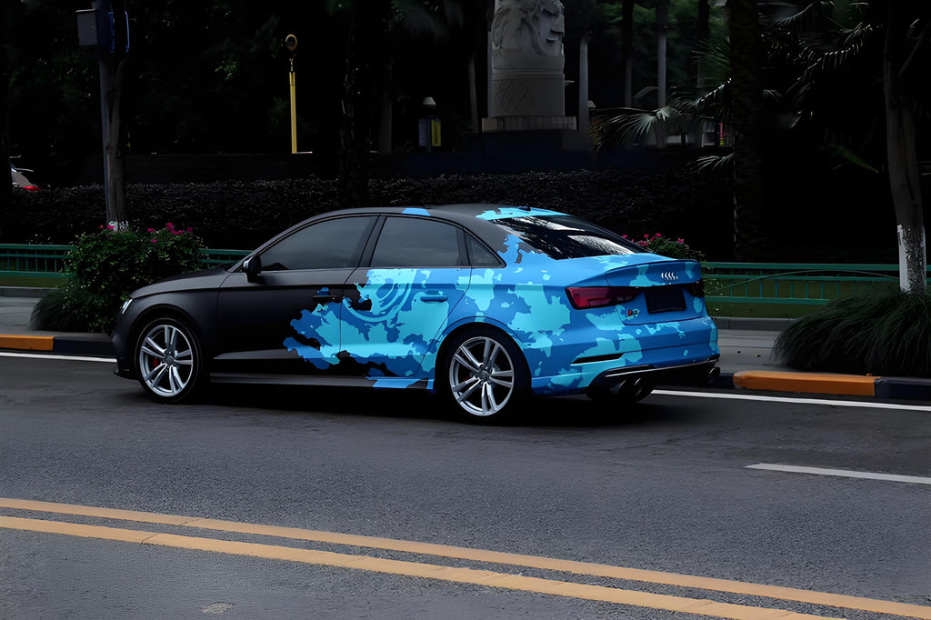 Black Blue Geometric Livery Full Size Car Wrap [UW-14]