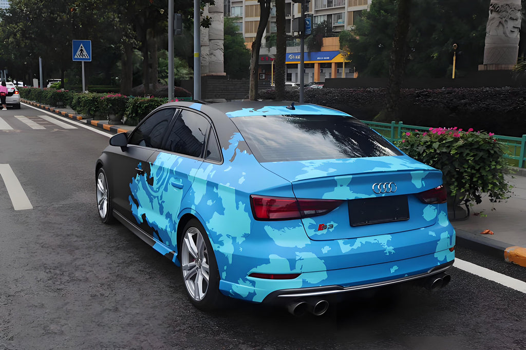 Black Blue Geometric Livery Full Size Car Wrap [UW-14]
