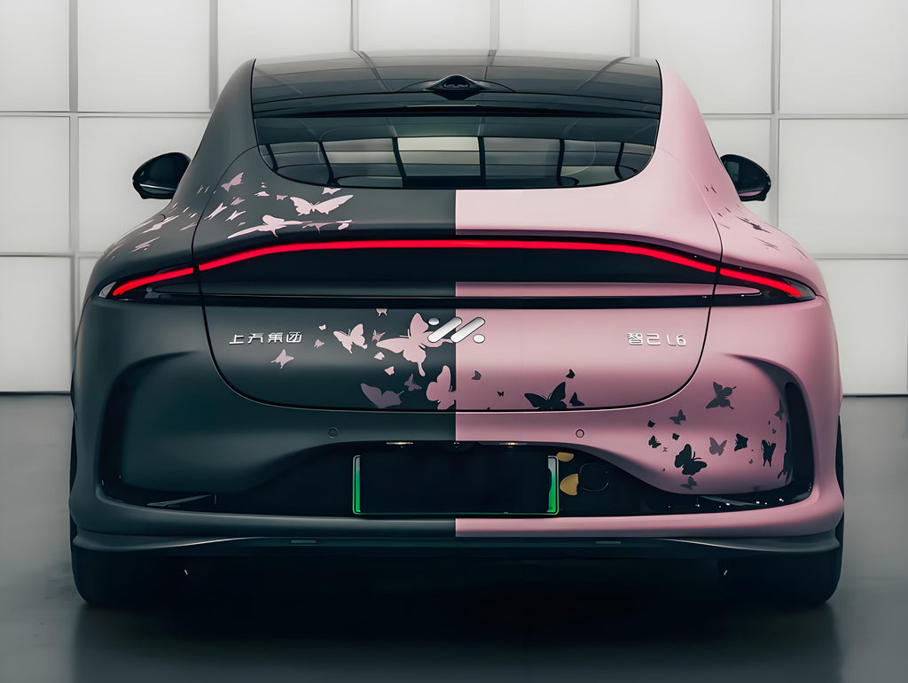 Black Pink Butterfly Full Size Car Wrap [UW-21]