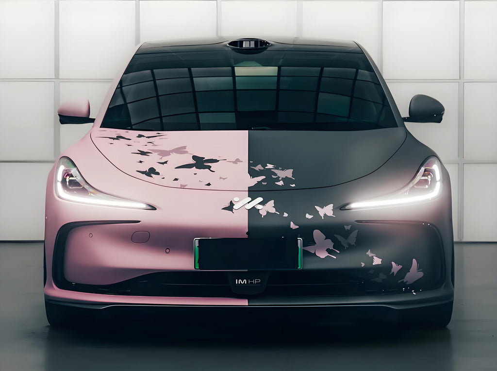 Black Pink Butterfly Full Size Car Wrap [UW-21]
