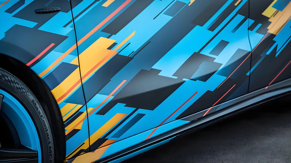 Black Yellow Geometry Full Size Car Wrap [UW-22]