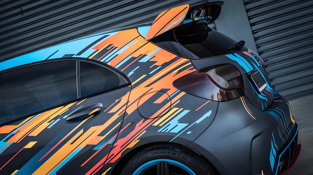 Black Yellow Geometry Full Size Car Wrap [UW-22]