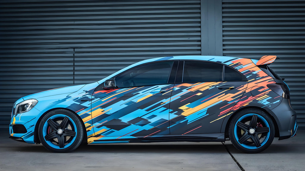 Black Yellow Geometry Full Size Car Wrap [UW-22]