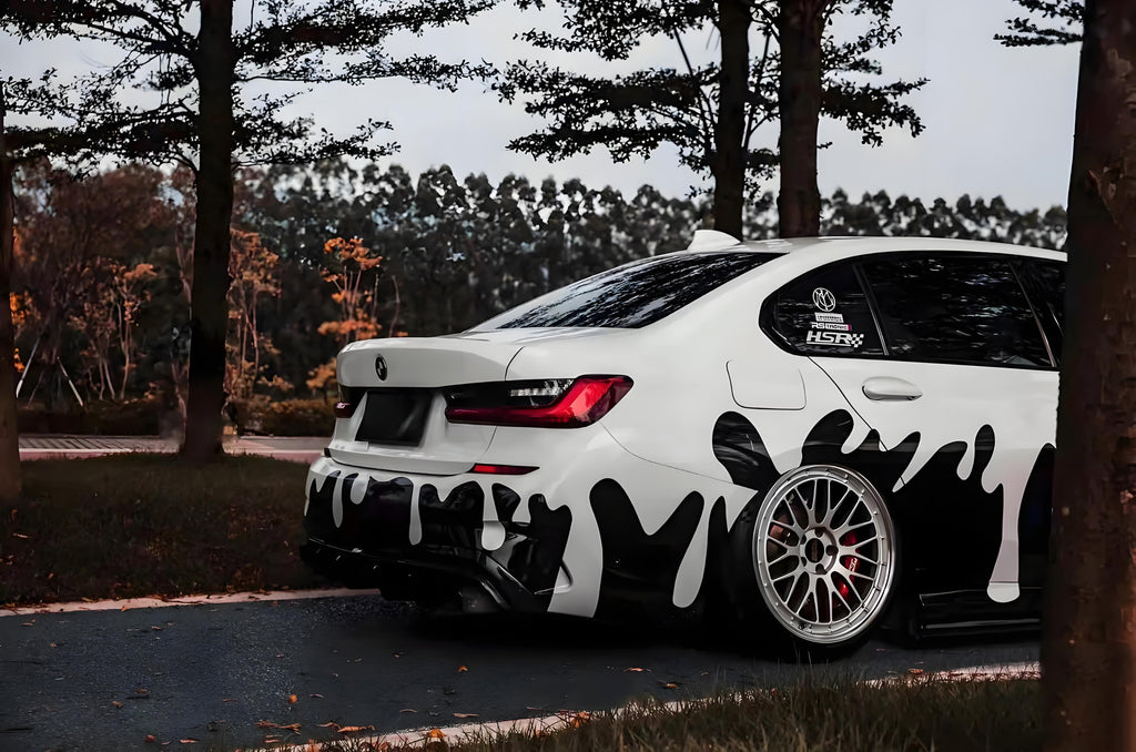 Black and White Ripple Gradient Full Size Car Wrap [UW-17]