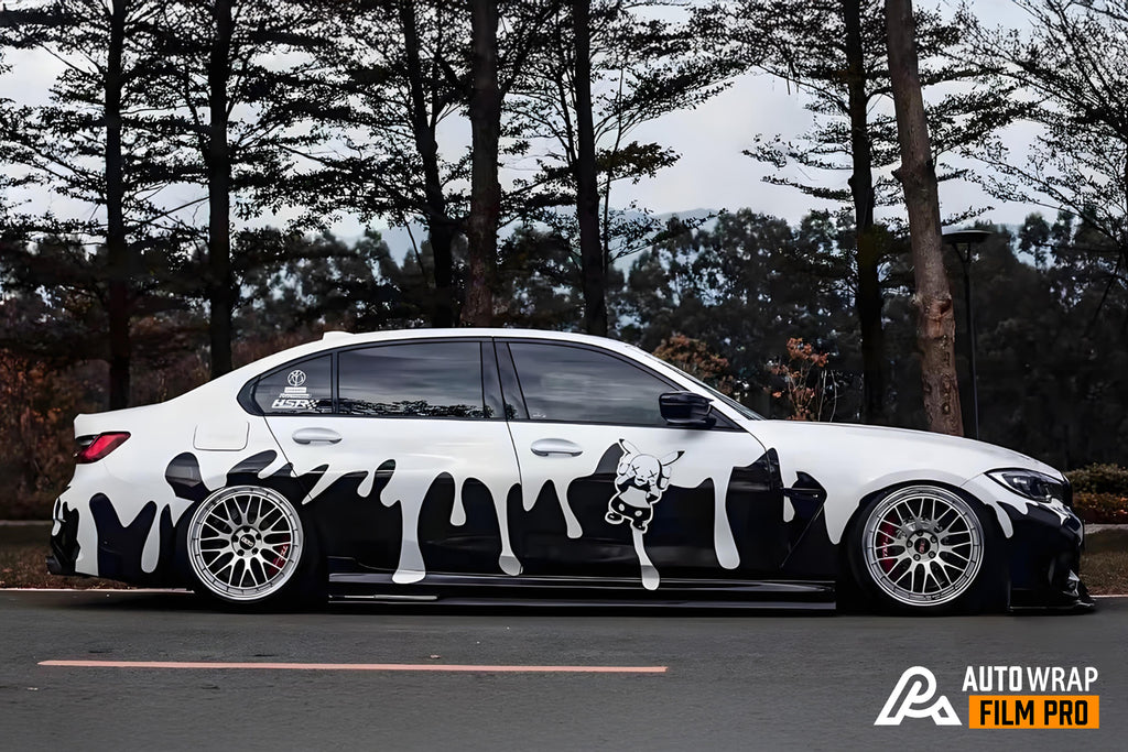 Black and White Ripple Gradient Full Size Car Wrap [UW-17]