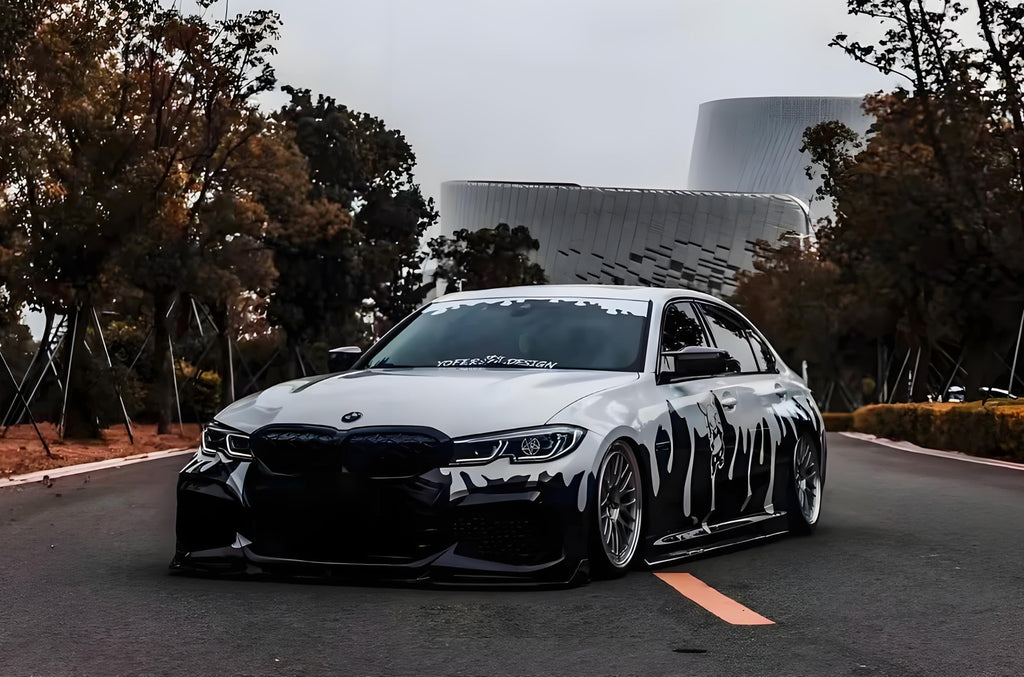 Black and White Ripple Gradient Full Size Car Wrap [UW-17]