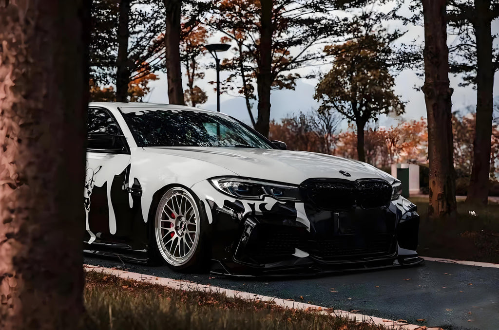 Black and White Ripple Gradient Full Size Car Wrap [UW-17]