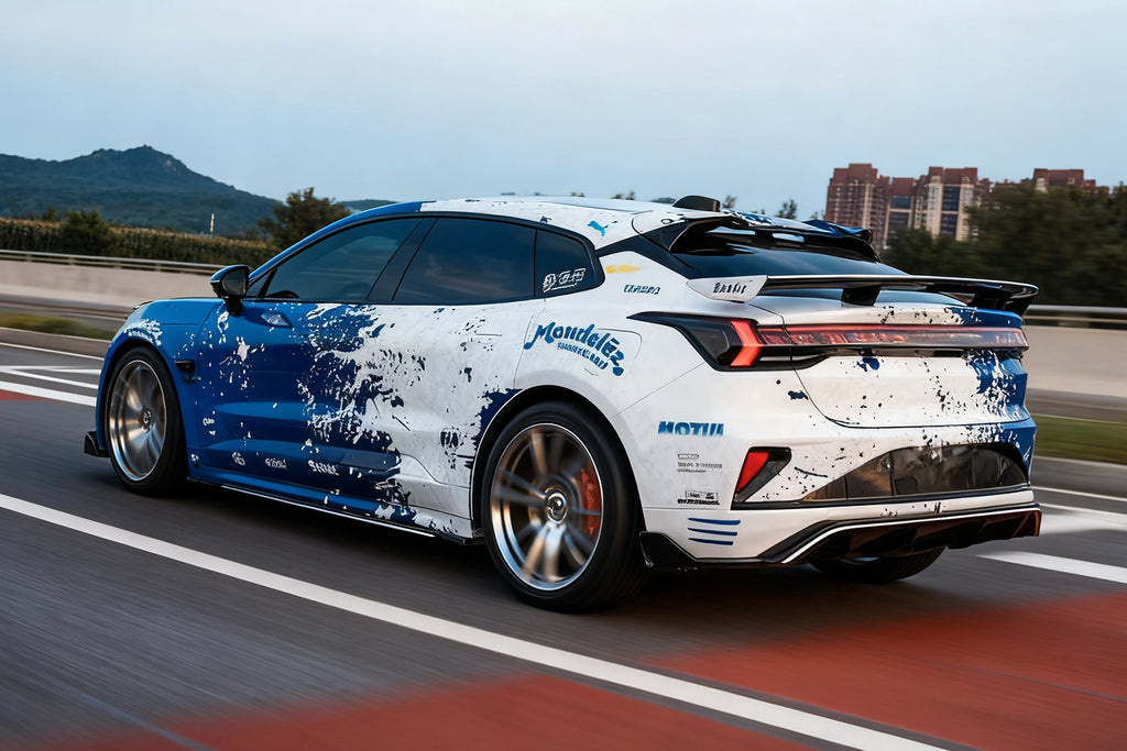 Blanc-Bleu Spray Art Car Wrap [UW-54]