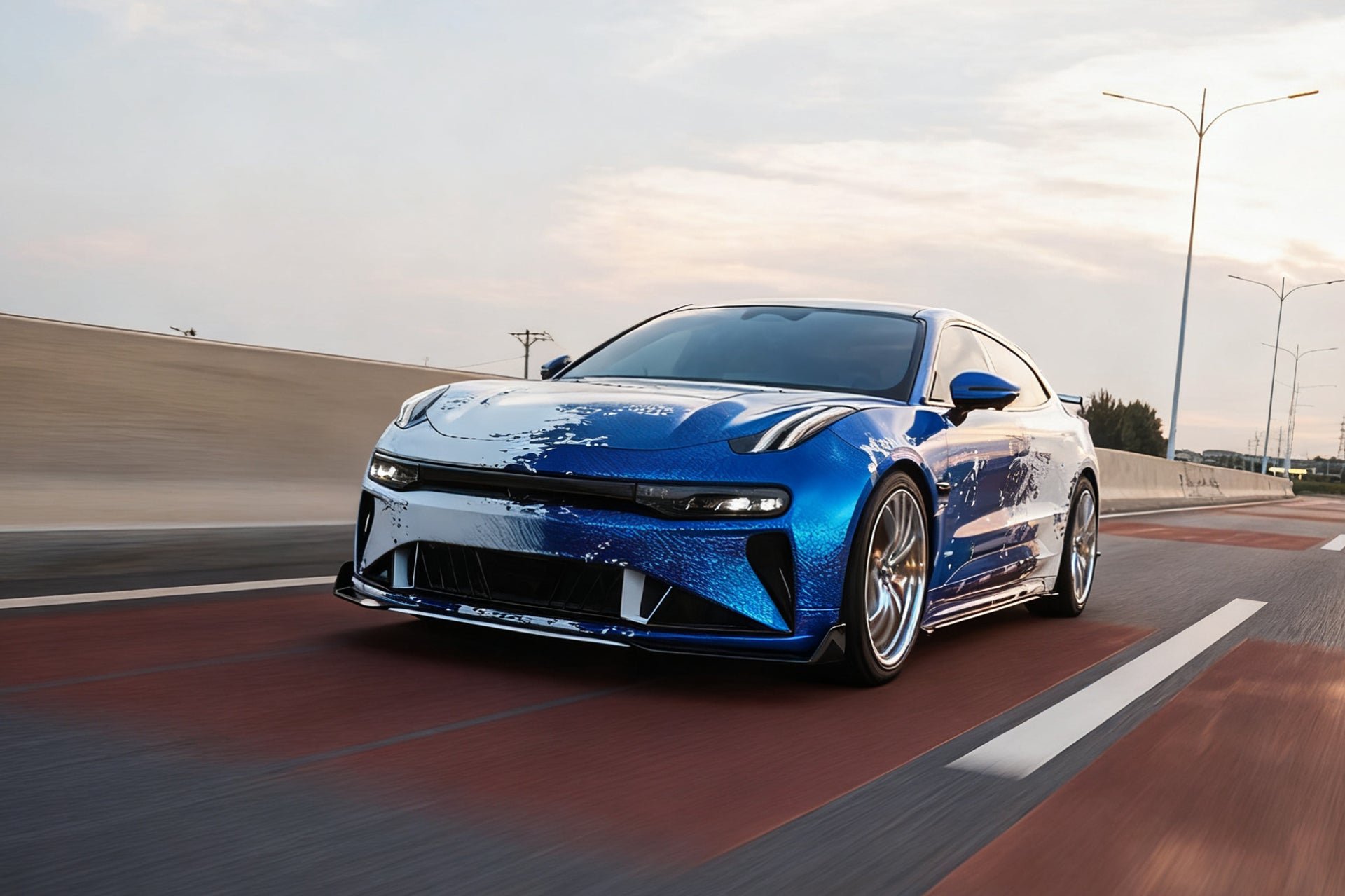 Blanc-Bleu Spray Art Car Wrap [UW-54]