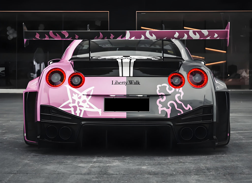 Pink-Black Floral Fusion Wrap Full Size Car Wrap [UW-10]