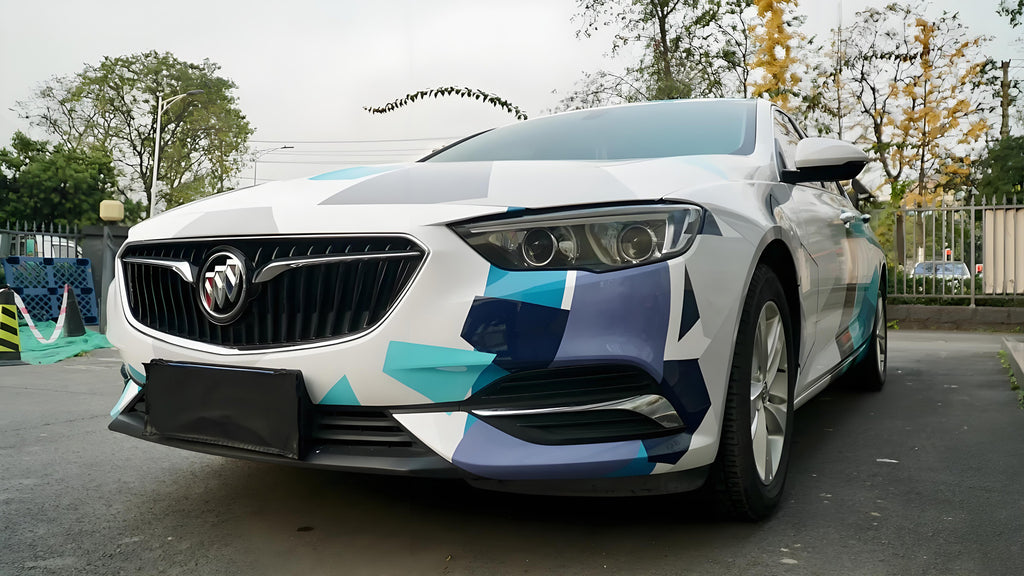 White and Blue Geometric Livery Full Size Car Wrap [UW-15]