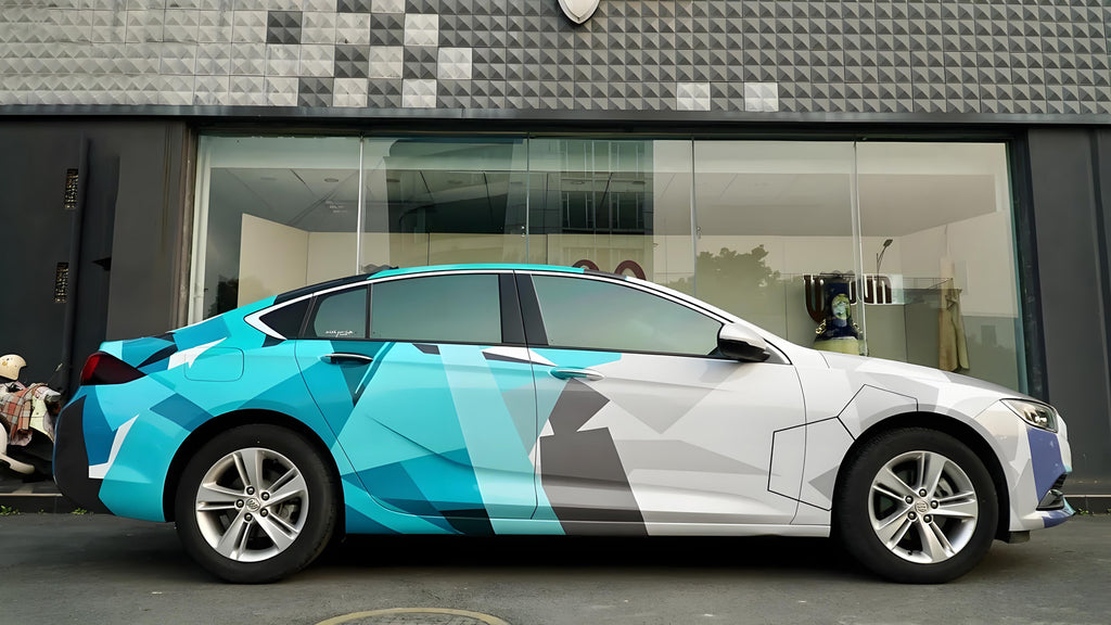 White and Blue Geometric Livery Full Size Car Wrap [UW-15]