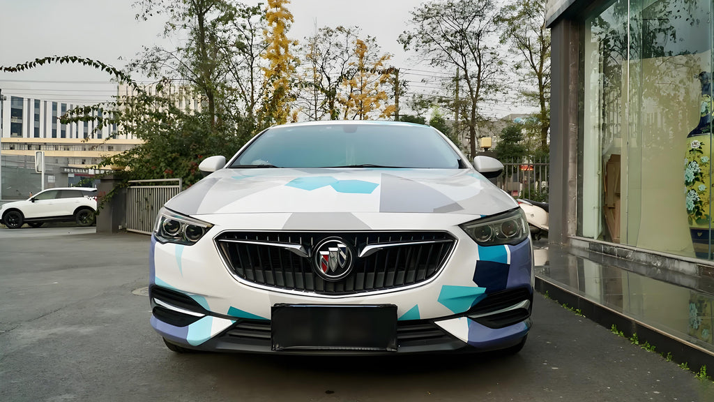 White and Blue Geometric Livery Full Size Car Wrap [UW-15]