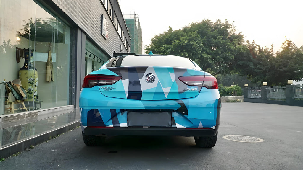 White and Blue Geometric Livery Full Size Car Wrap [UW-15]