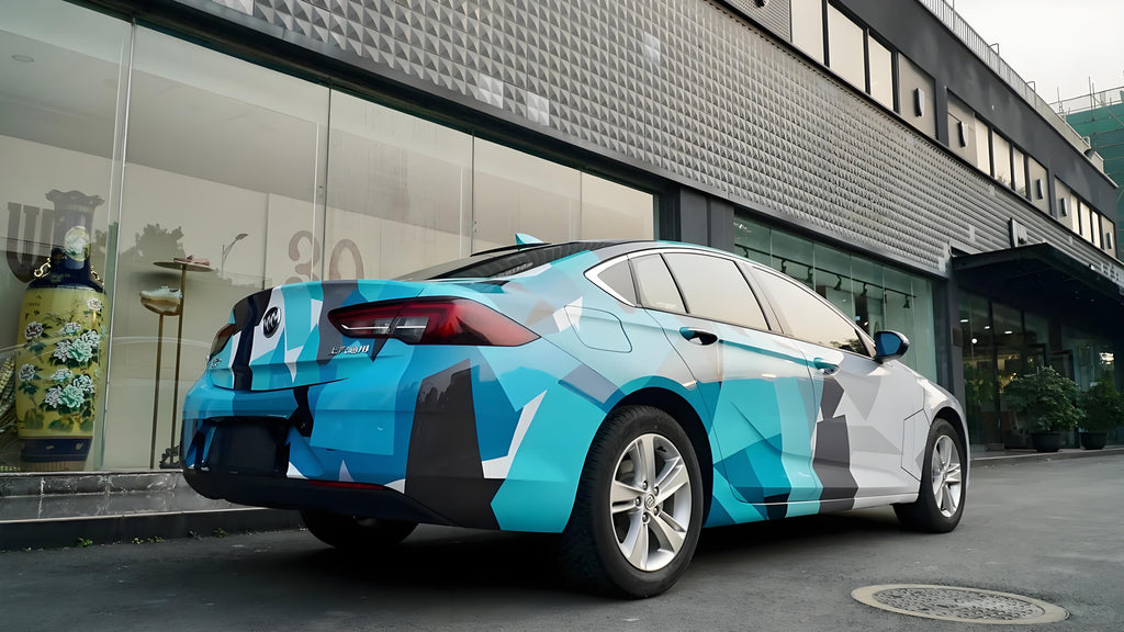 White and Blue Geometric Livery Full Size Car Wrap [UW-15]