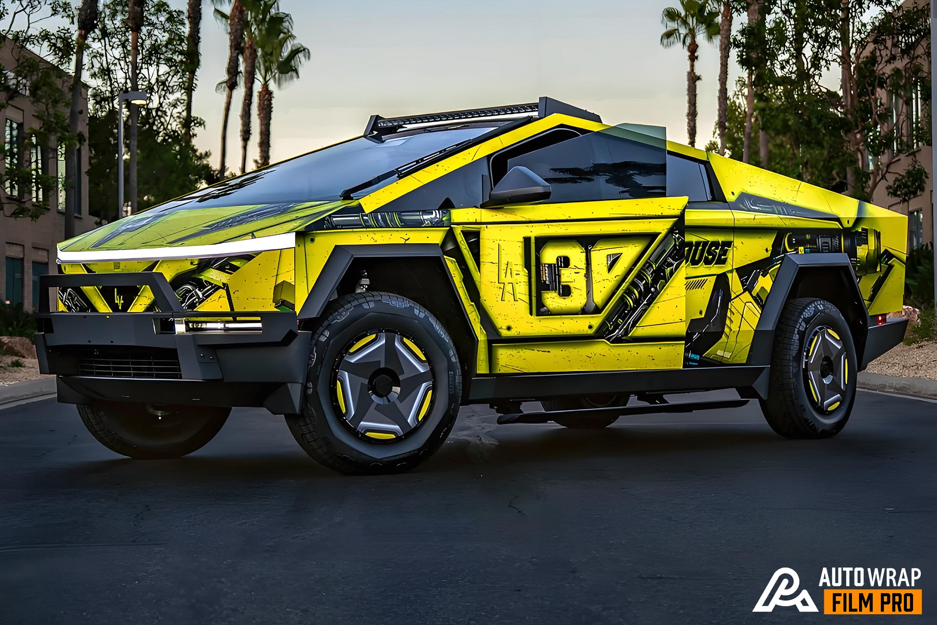 Yellow Cyberpunk Car Wrap [UW-55]