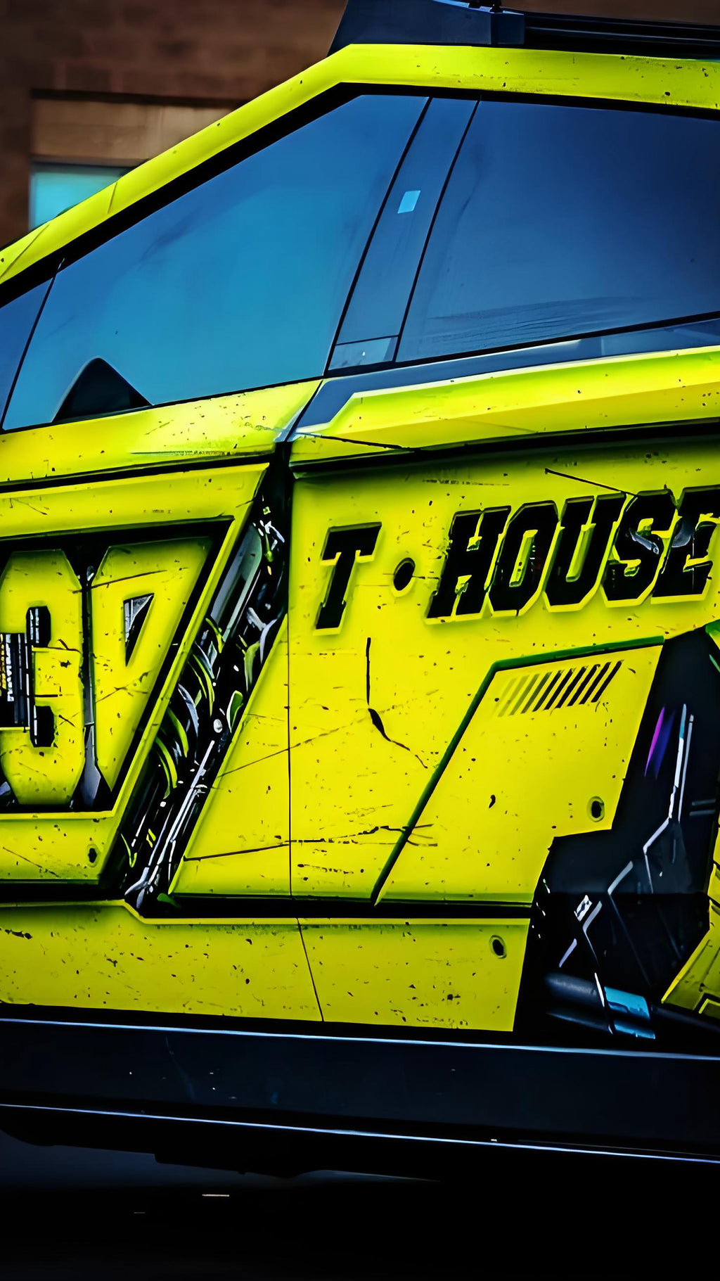 Yellow Cyberpunk Car Wrap [UW-55]