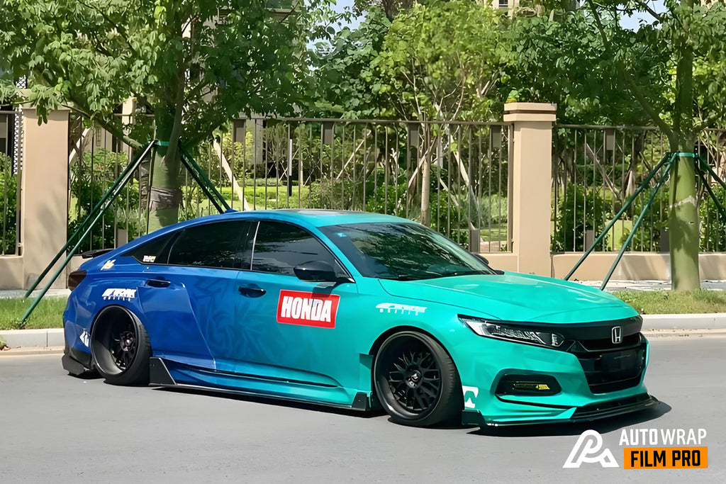 Blue Green Gradient Floral Full Size Car Wrap [UW-13]